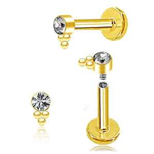 1pc- Gold with small Cz crystal Labret