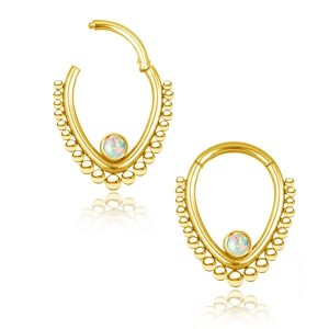 1pc- Gold Hinged Ring with Ab opal