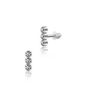 Pair- 3 round Clear Cz Stud Earrings