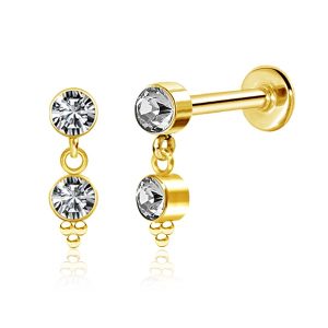 1pc- Gold With Cz dangle Labret