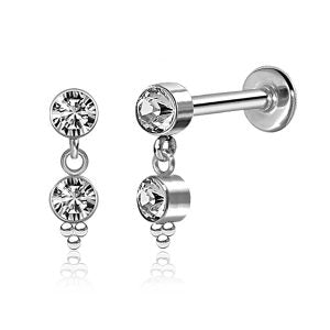 1pc- Silver with Cz dangle Labret