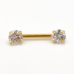 GOLD CHRYSTAL NIPPLE BAR 1.6 X 14