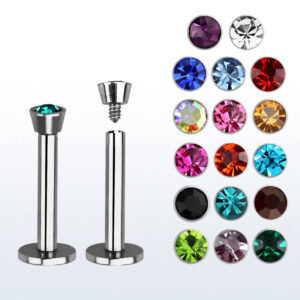 1.2 X 10 X 2.5 LABRET – STEEL – JEWELLED (INTERNAL THREAD)
