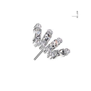 1pc- Implant Grade Titanium Threadless Push In Baguette CZ With Round CZ Crown