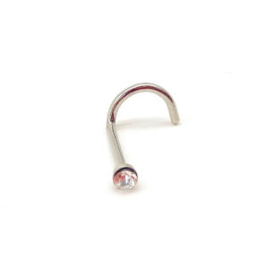 0.8MM PIGTAIL – STEEL – CLEAR JEWELLED