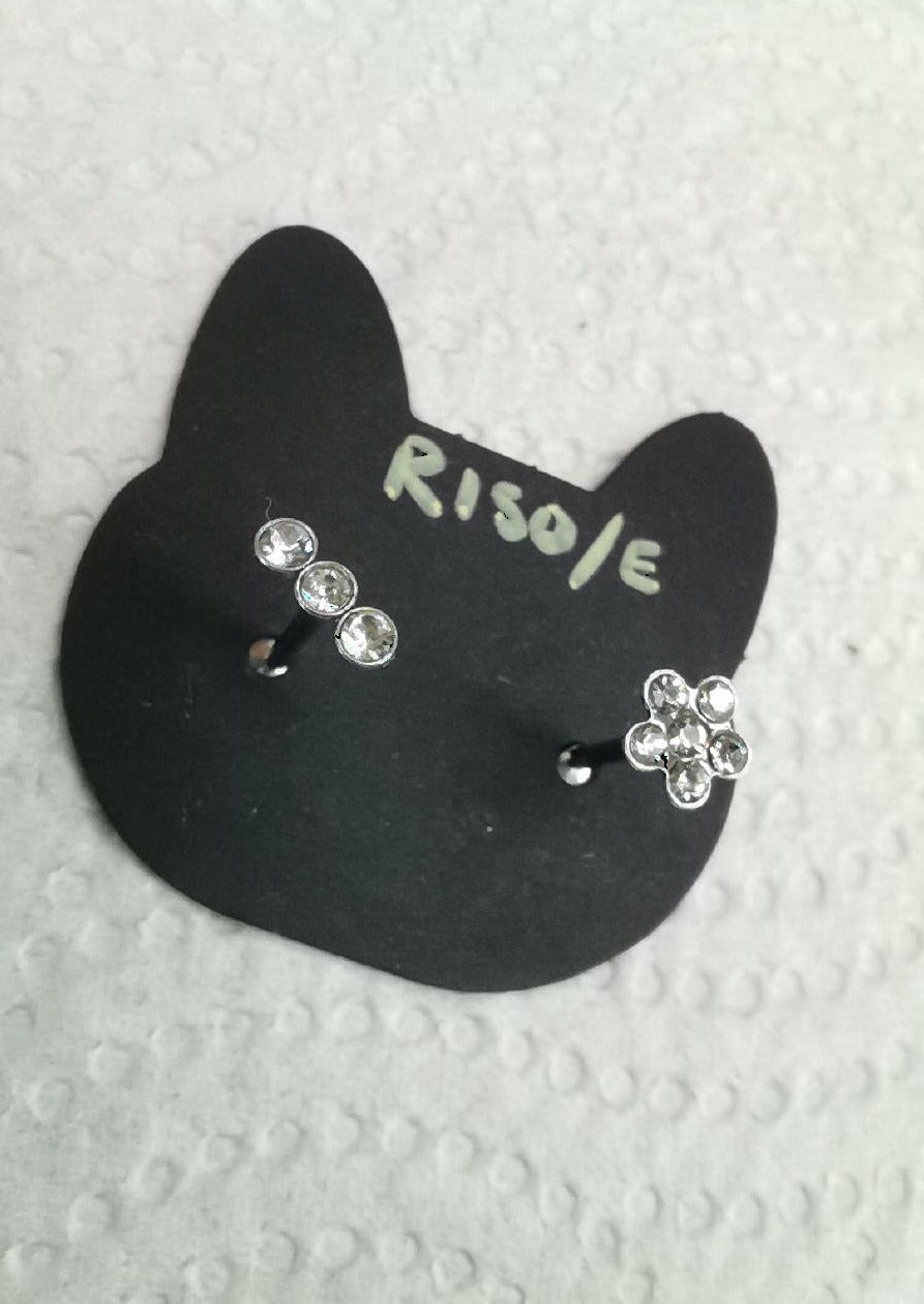 Crystal flower cluster piercing studs
