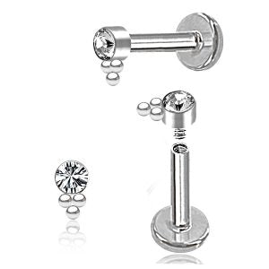 1pc- Silver with small Cz crystal Labret