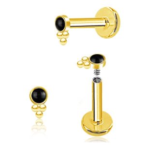 1pc- Gold with Black Onyx Labret