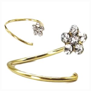 8MM STERLING SILVER GOLD COATED TWIST CRYSTAL FLOWER RING