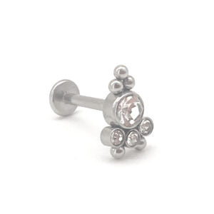 1.2 X 8 X 12 LABRET – STEEL – 4 JEWELS & BEADS (INTERNAL THREAD)