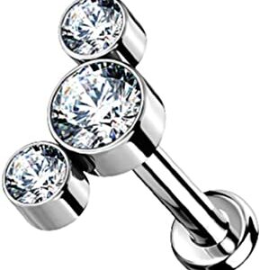 1.2 X 8 X 6 LABRET – STEEL – 3 JEWELS CURVED (INTERNAL THREAD)