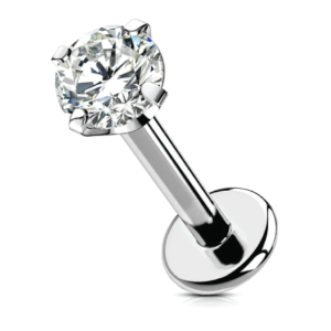 1.2 X 8 X 3 LABRET – STEEL – CRYSTAL (INTERNAL THREAD)