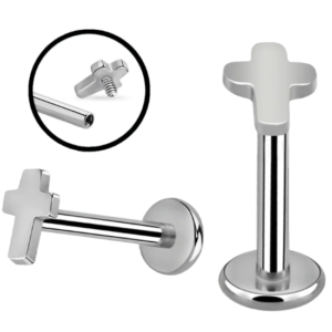 1.2 X 8 X 6 LABRET – STEEL – CROSS (INTERNAL THREAD)