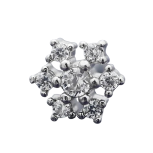 1.2 X 8 X 7 LABRET – STEEL – CRYSTAL SNOWFLAKE (INTERNAL THREAD)