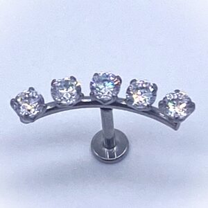 1.2 X 8 X 20 LABRET – STEEL – 5 CRYSTALS (INTERNAL THREAD)