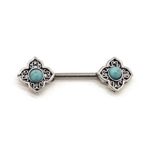 4-EDGED NIPPLE BAR WITH BLUE STONE 1.6 X 14