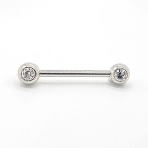 CLEAR JEWELLED NIPPLE BAR 1.6 X 16