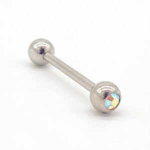 PEARL JEWELLED STEEL TONGUE BAR 1.6 X 16 X 5