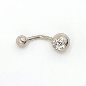 1.6 X 12 X 5/8 – BELLY BAR – STEEL – ORIGINAL CZECH PRECIOSA CRYSTAL