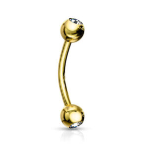 1.2 X 8 X 3 CURVED BAR – GOLD – DOUBLE JEWELLED