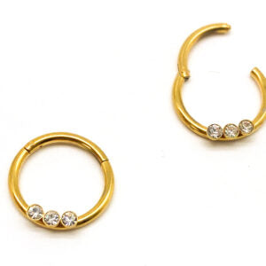1.2 X 10 HINGED SEGMENT RING – GOLD – 3-STONE