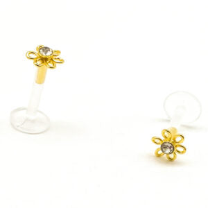 1.2 X 6 X 5 LABRET – BIOFLEX – OUTLINE FLOWER (GOLD)