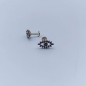1.2 X 8 X 11 LABRET – GOLD – EYE (BLACK JEWELLED)