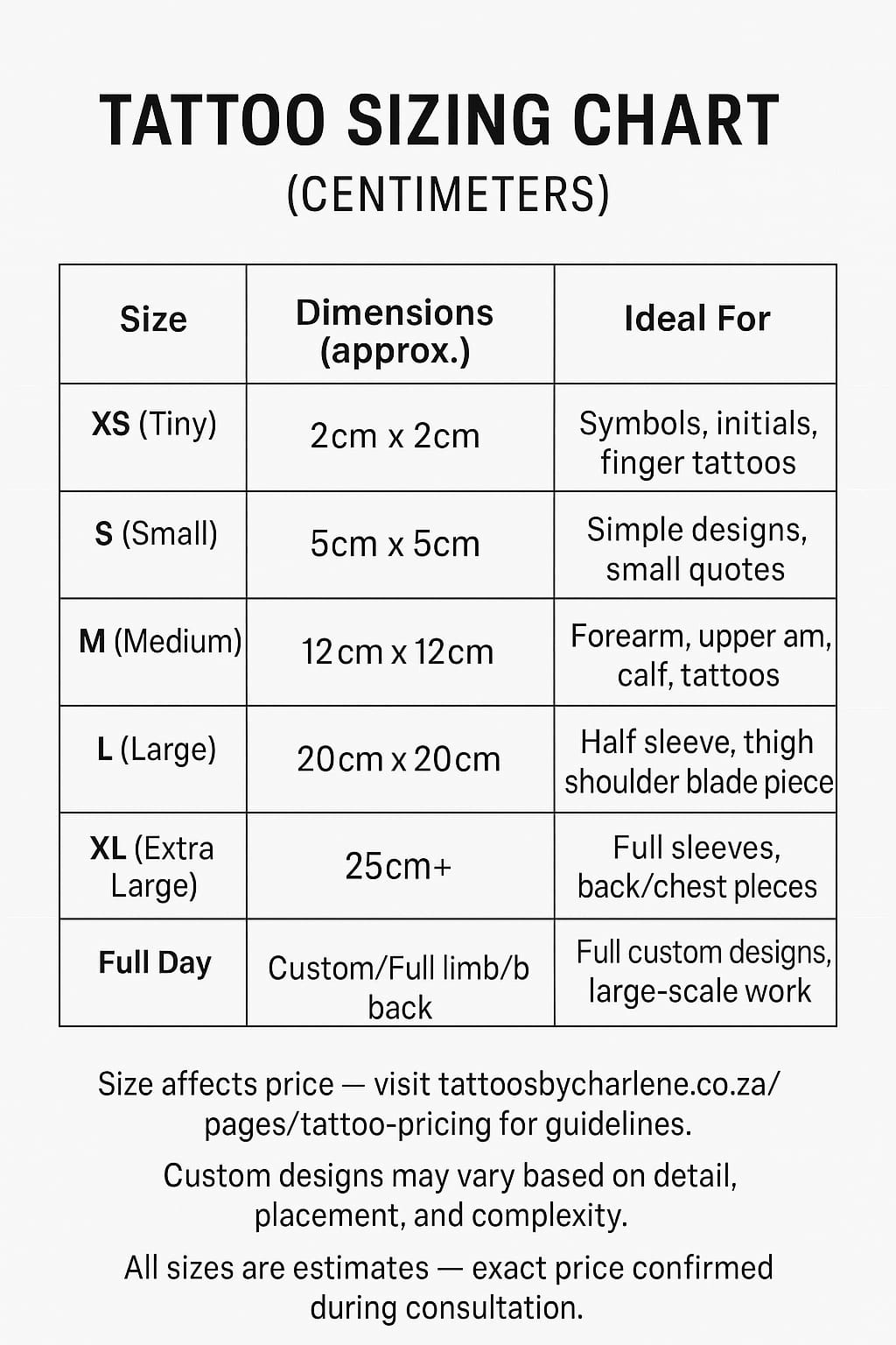 Micro Tattoo with Colour (1cm x 1cm up to 4cm x 4cm, max 4 colours)