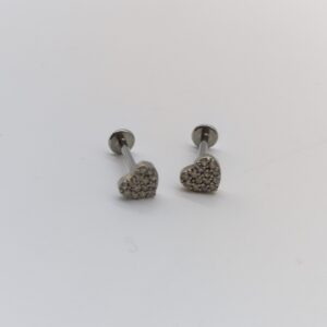 1.2 X 8 X 5 LABRET – STEEL – HEART (JEWELLED)