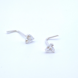 CHRYSTAL HEART L-SHAPE NOSE PIN