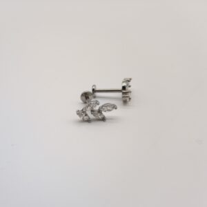 1.2 X 8 X 11 LABRET – STEEL – CRYSTAL LAUREL (INTERNAL THREAD)