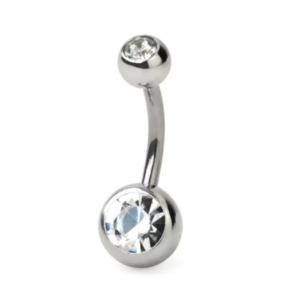 1.6 X 10 X 5/8 – BELLY BAR – STEEL – DOUBLE JEWELLED