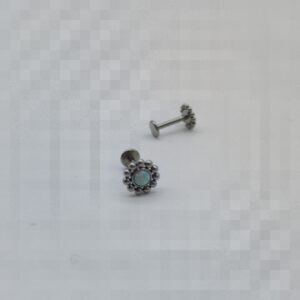 1.2 X 8 X 6 LABRET – STEEL – OPAL BEADED (INTERNAL THREAD)