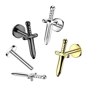 1pc- Implant Grade Titanium Internally Threaded Labret With Dagger Top