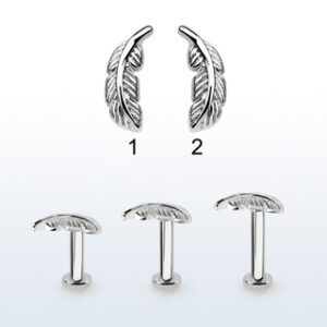 1.2 X 8 X 10 LABRET – STEEL – FEATHER (LEFT)