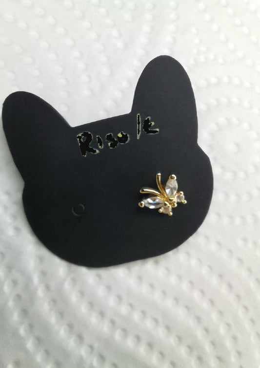 Golden butterfly crystal piercing stud