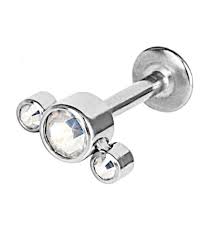 1.2 X 8 X 8 LABRET – STEEL – 3-STONE STRAIGHT (INTERNAL THREAD)