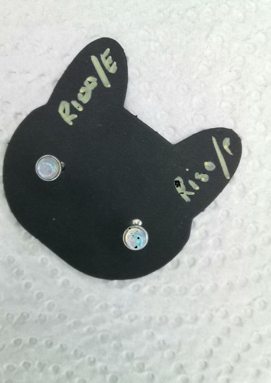 Iridescent opal glow piercing stud