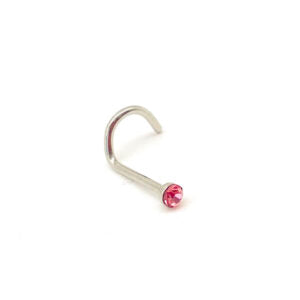 0.8MM STEEL PINK JEWELLED PIGTAIL