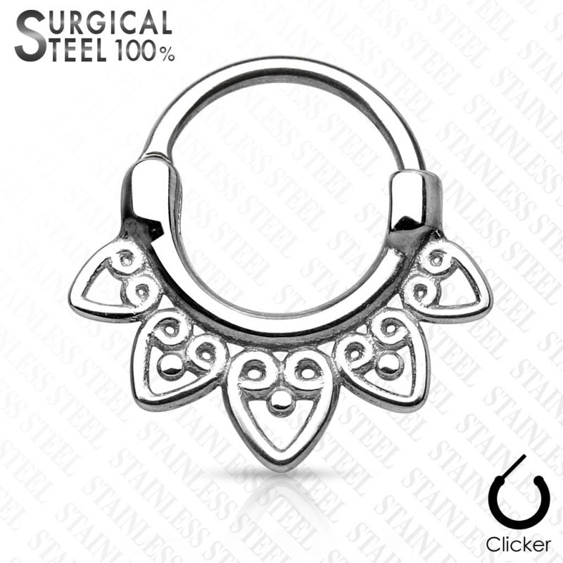 1pc- Tribal Fan Round Septum Clicker