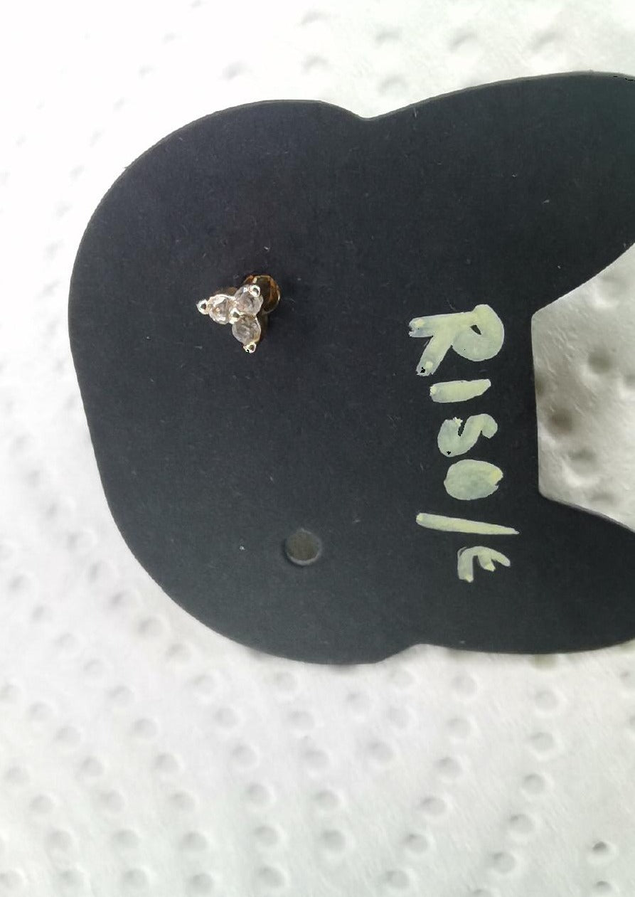 Triple crystal triangle piercing stud